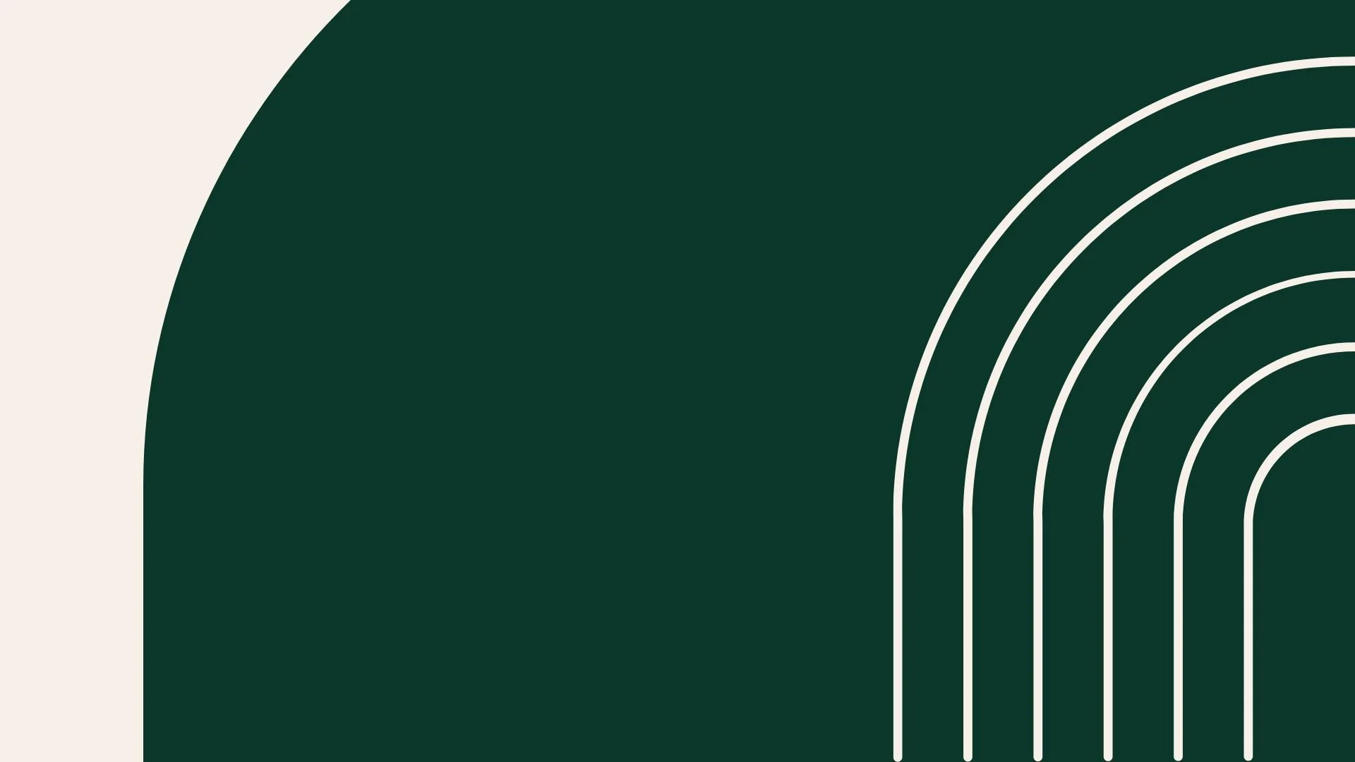 Abstract graphics with dark green background, white curved lines, and a white accent on the top left corner.