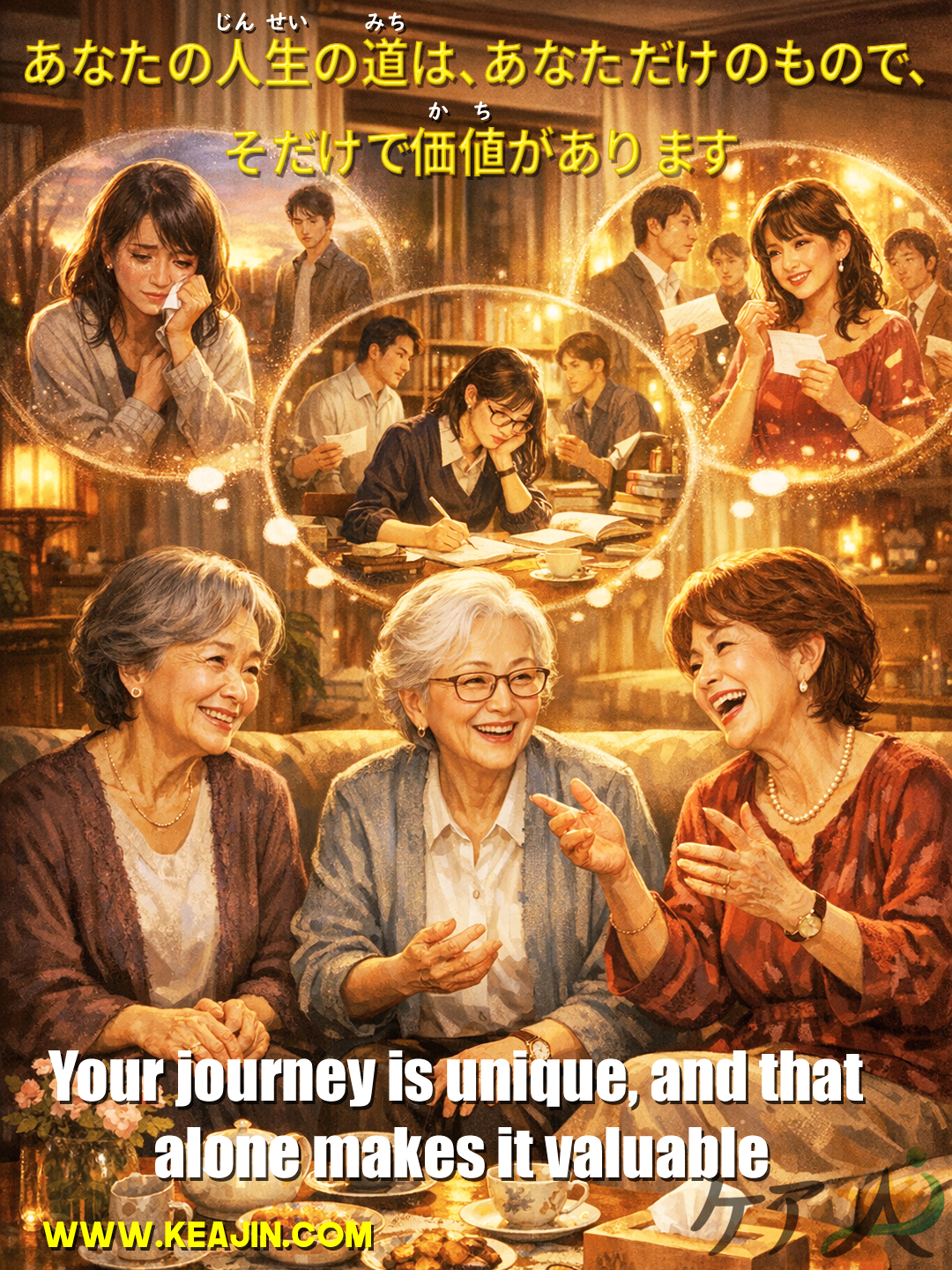 Your journey is unique, and that alone makes it valuable. あなたの人生の道は、あなただけのもので、それだけで価値があります。 