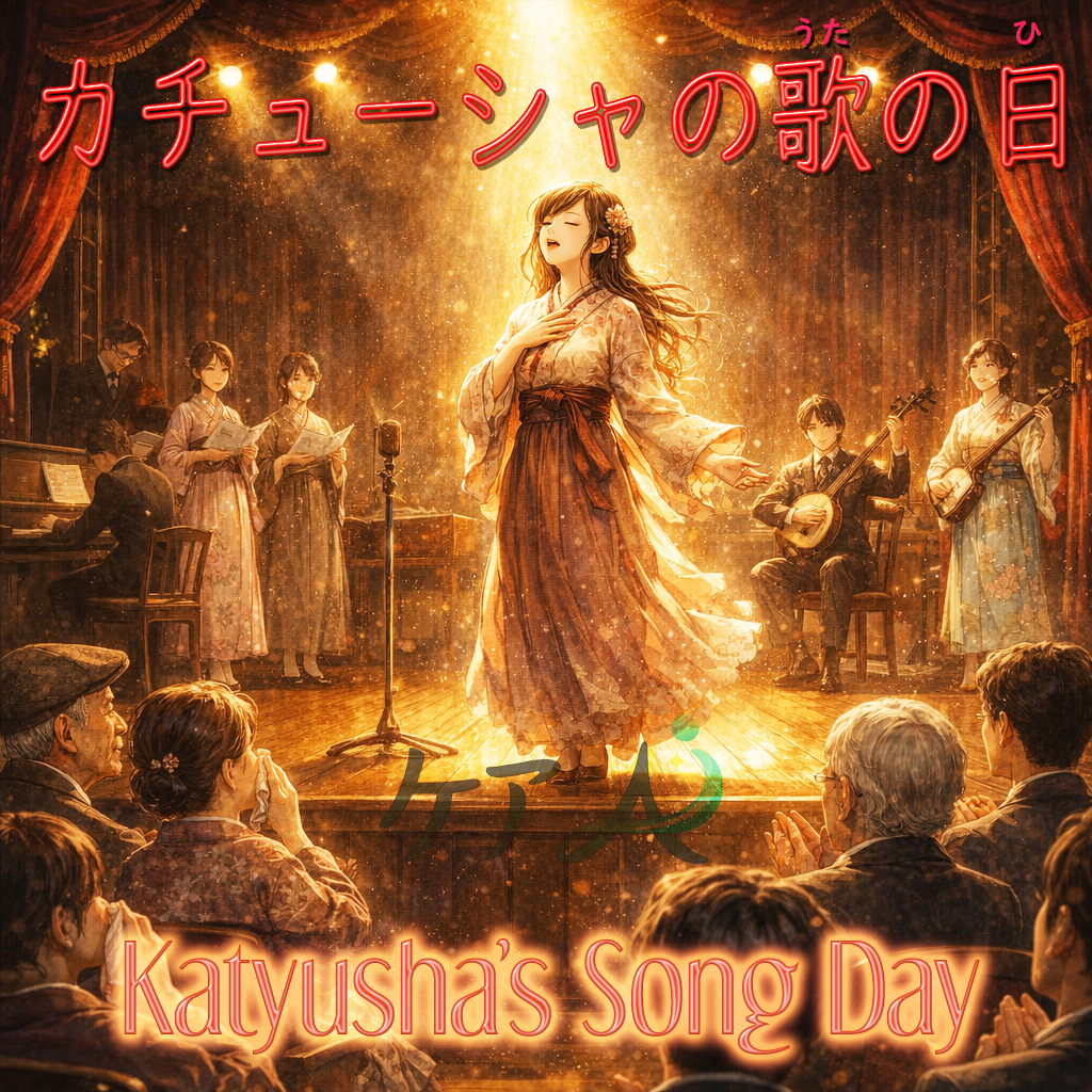 今日はカチューシャの歌の日です。 Today is Katyusha’s Song Day.