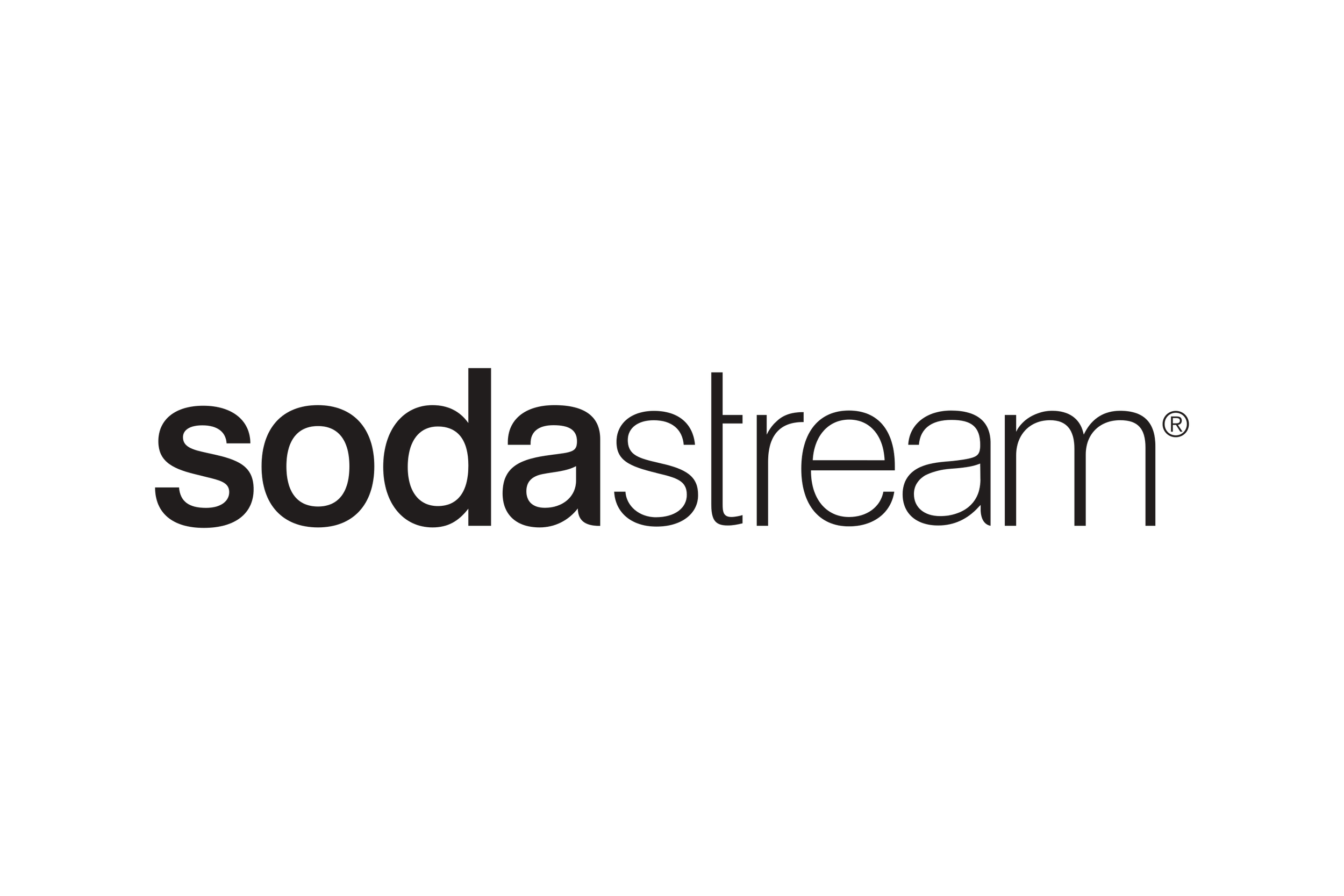 The SodaStream logo in black text on a white background.