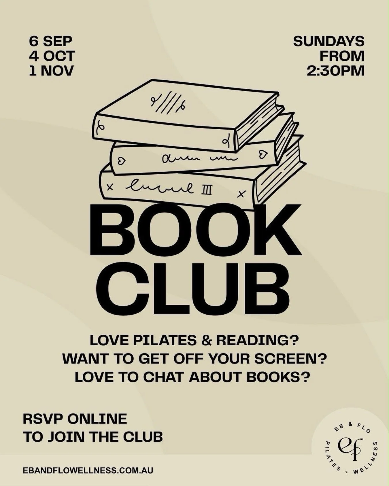 Introducing Eb &amp; Flo Book Club 🤍

We are so excited to invite our gorgeous members to our monthly book club! 

If you&rsquo;re anything like us and value connection, spending time together in the present, and getting lost in an amazing book, we&