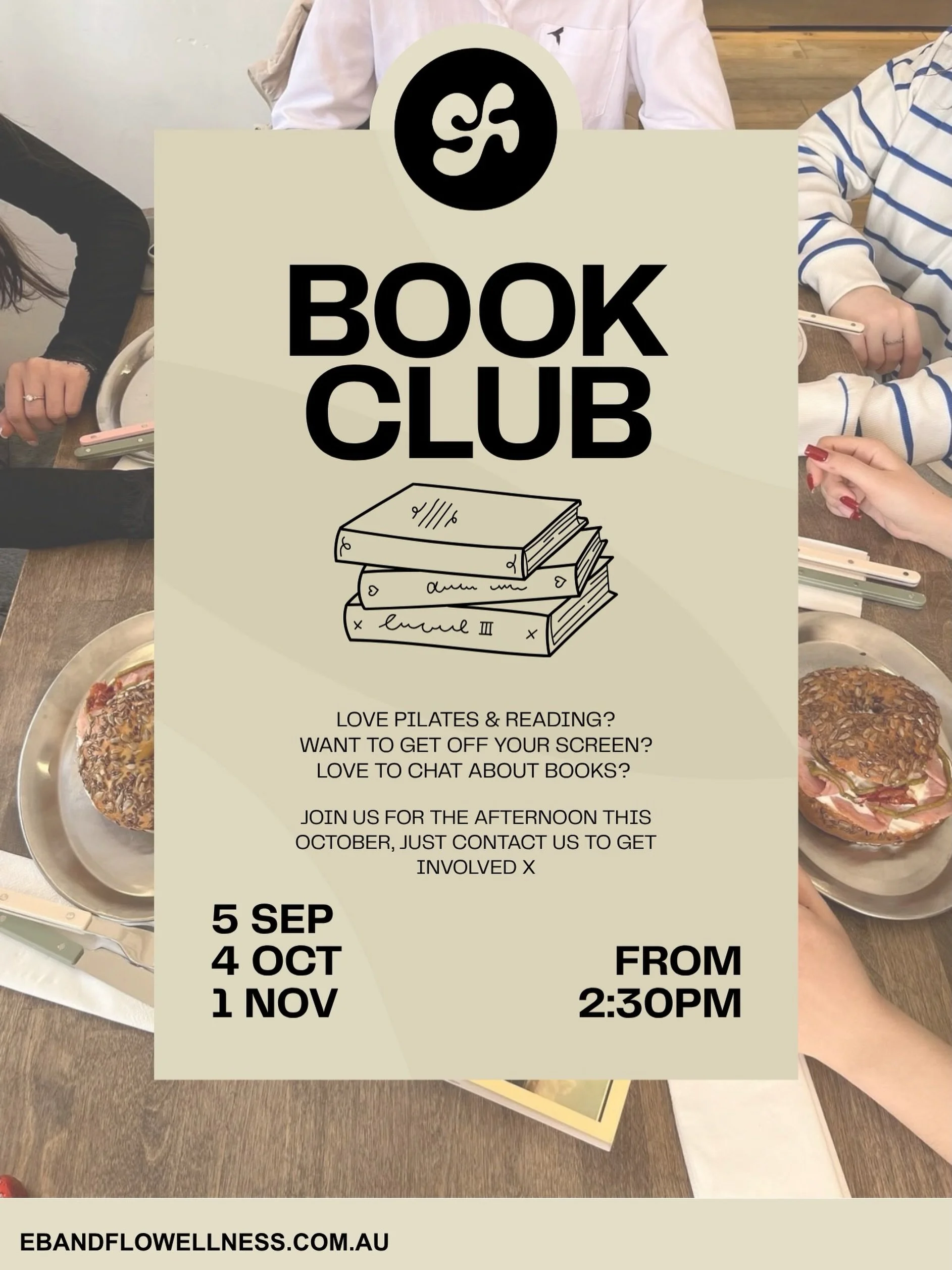 Happy Monday gorgeous humans ☀️

A friendly reminder that book club is held this Sunday!

Come along for the movement and connection 📚