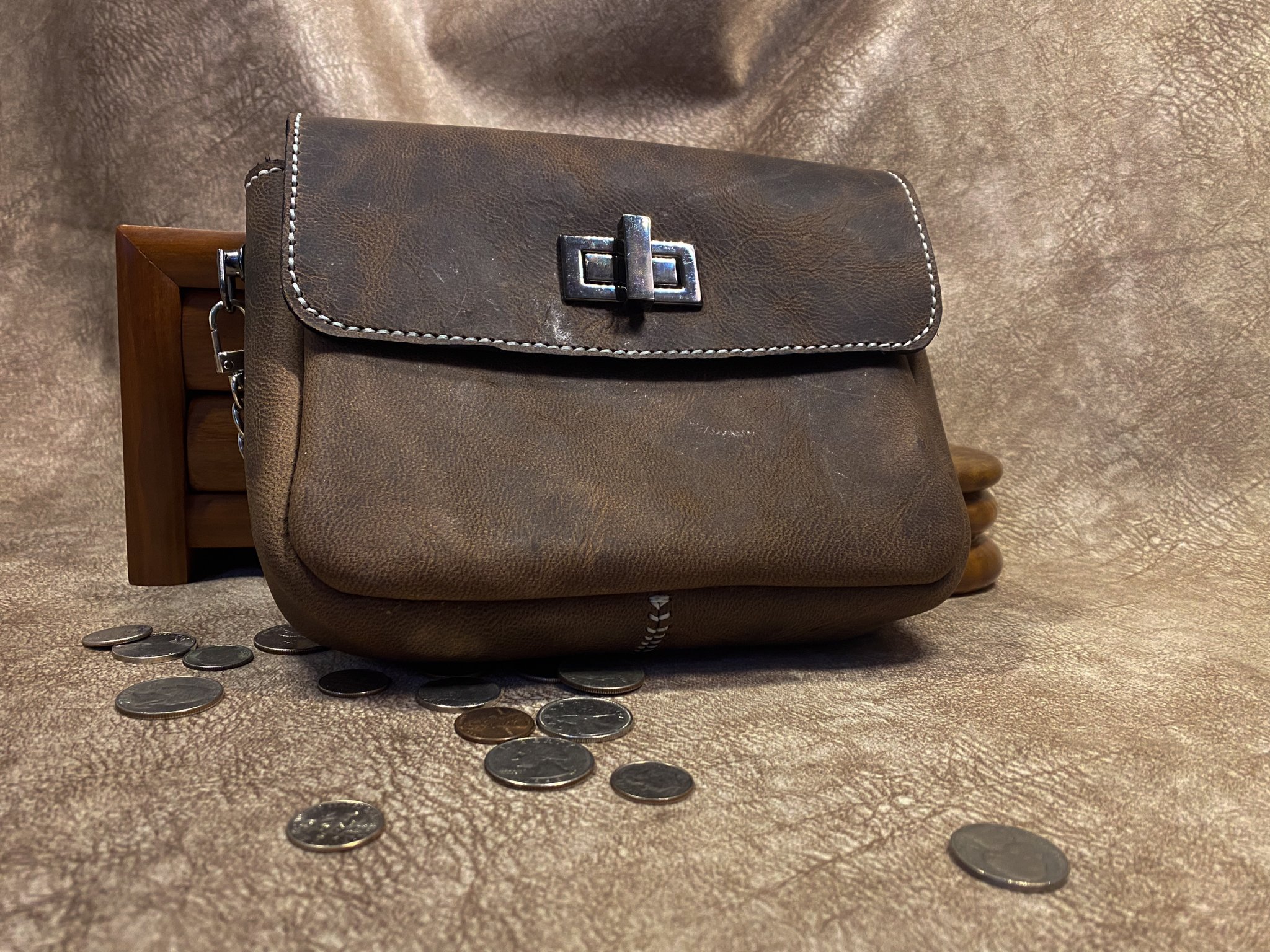 Compact Chrome Tanned Leather Handbag.