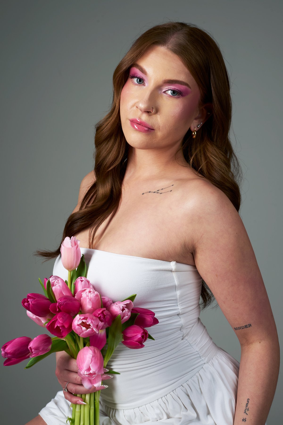 Beauty portrait of hairstylist Carleigh Owen featuring cosmetics by Charlotte Paton at Humber Polytechnic.