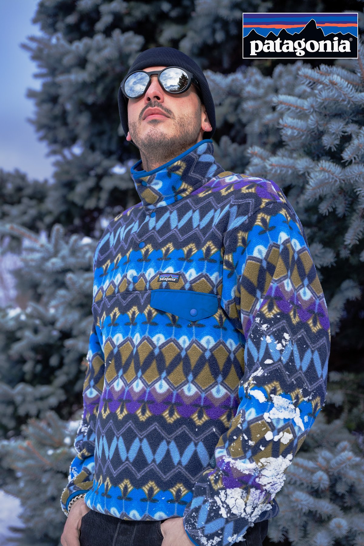 Architecture photographer Philip Vassighi wearing a Patagonia sweater in the winter at Humber Arboretum.