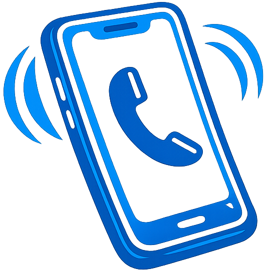 3D illustration of a smartphone with a phone receiver icon on its screen.