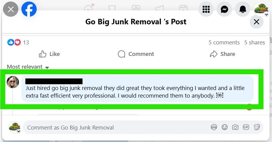 Positive Facebook review