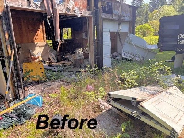 Go Big Junk Removal Garage Fire Cleanout Snohomish, WA Before Image