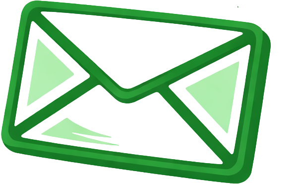 A graphic illustration of an envelope with a green outline and light green interior.