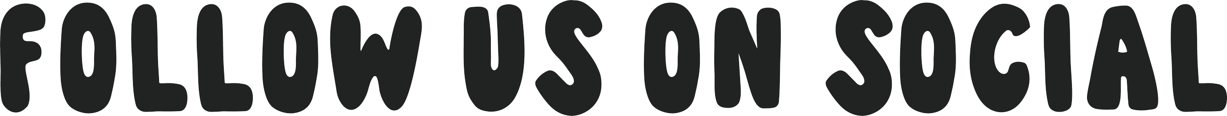 Text reading "Follow us on social" in large, black, hand-drawn style font.