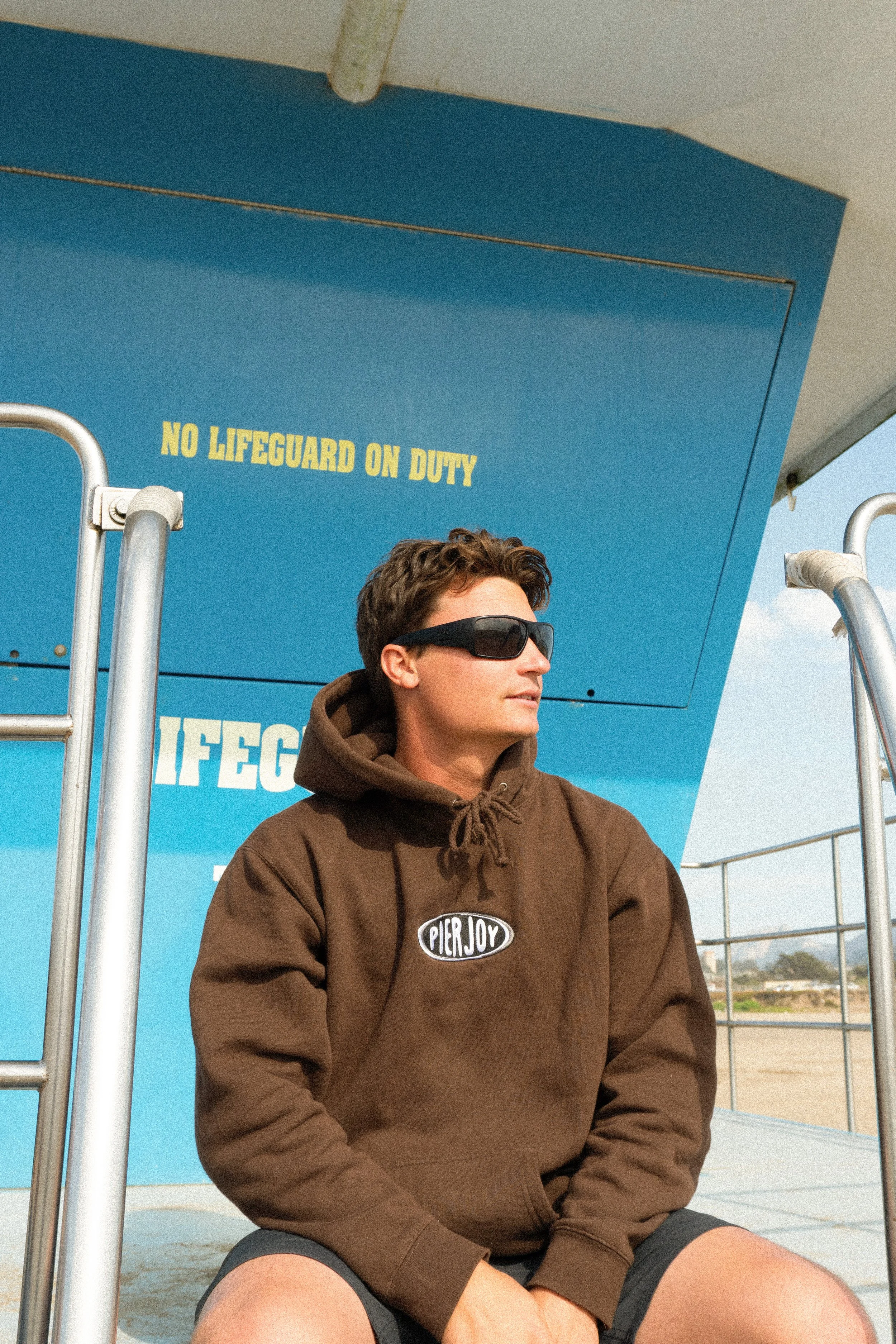 Pier Joy Brown Hoodie, Life Guard Tower