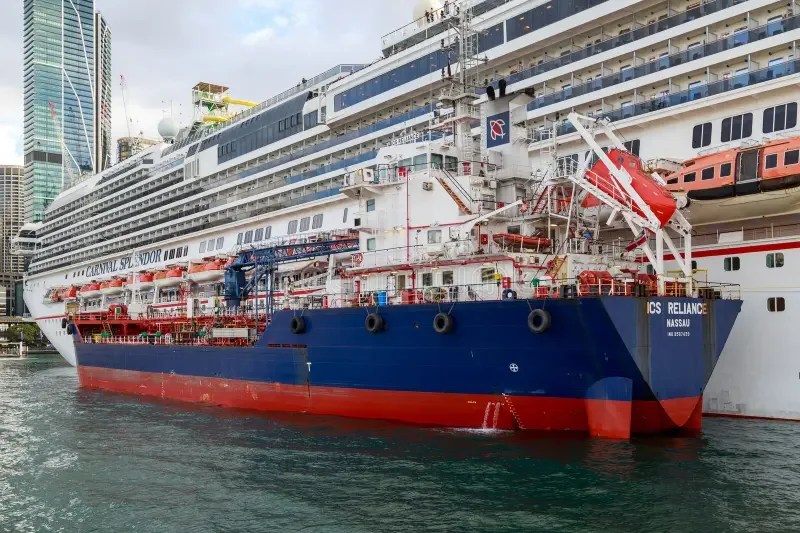 Vessel supplying Bunker to a cruise ship