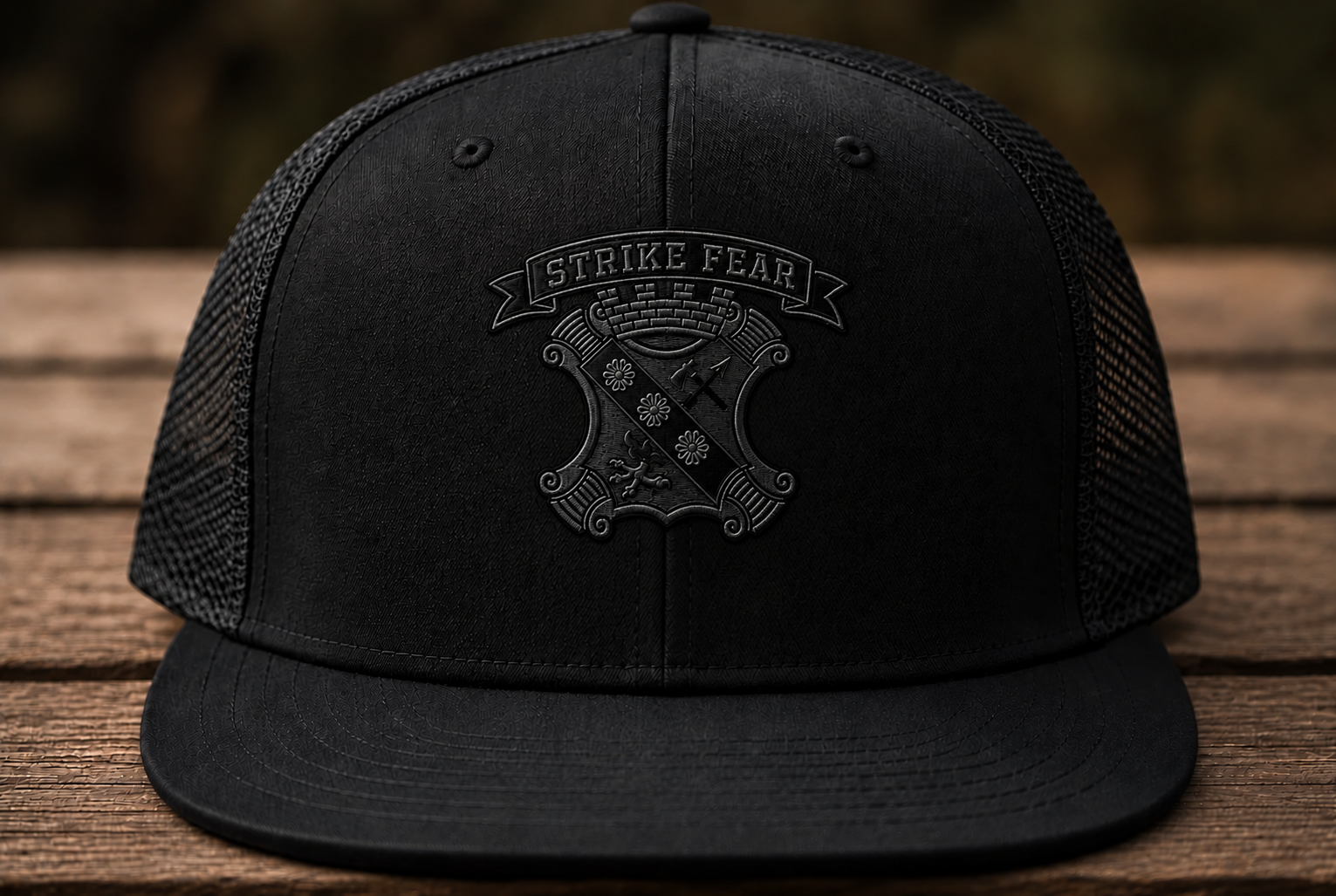 1-8 IN Strike Fear Subdued Embroidered Trucker Hat