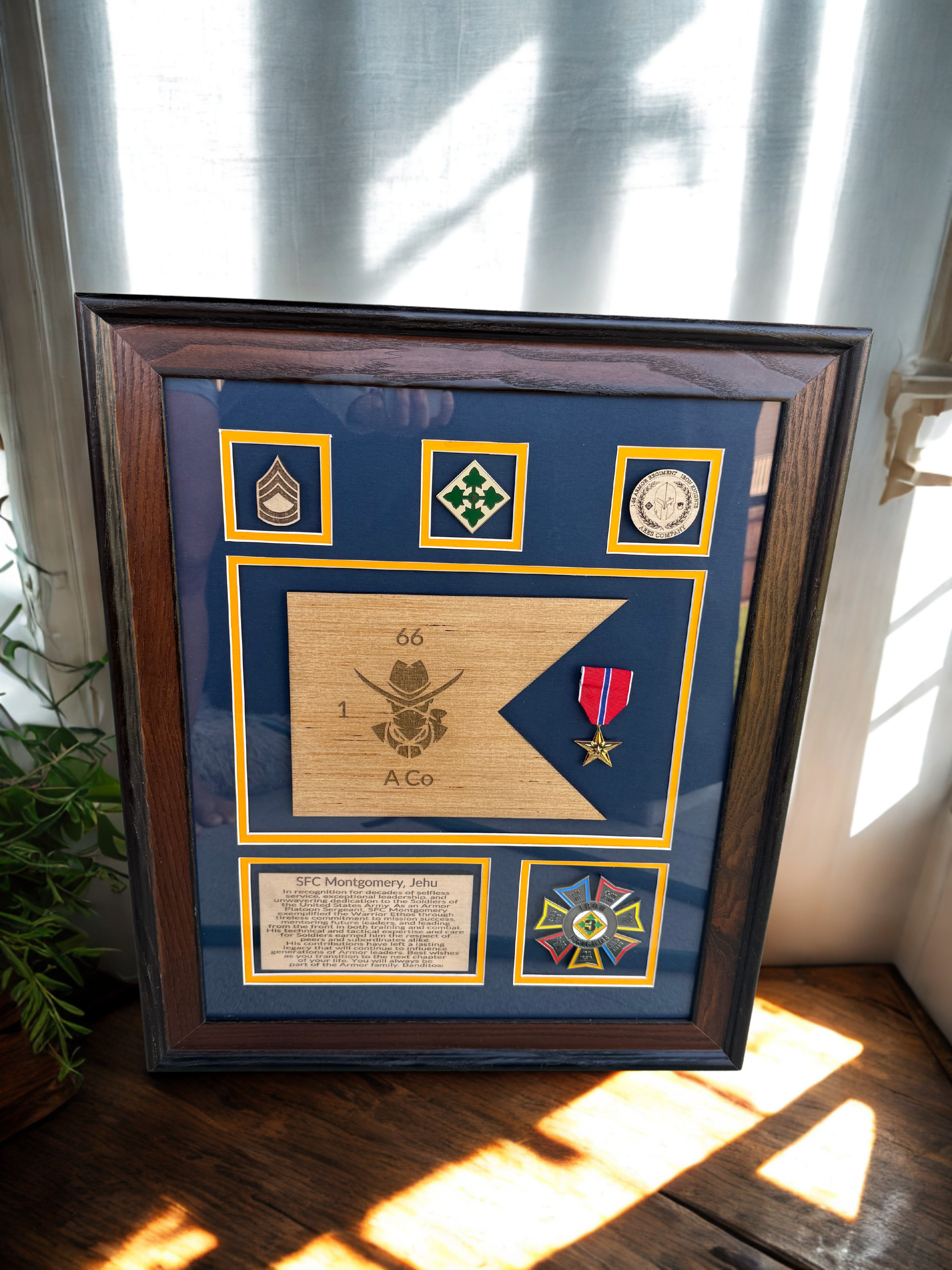 Custom Military Shadow Box Plaque (3 on top)