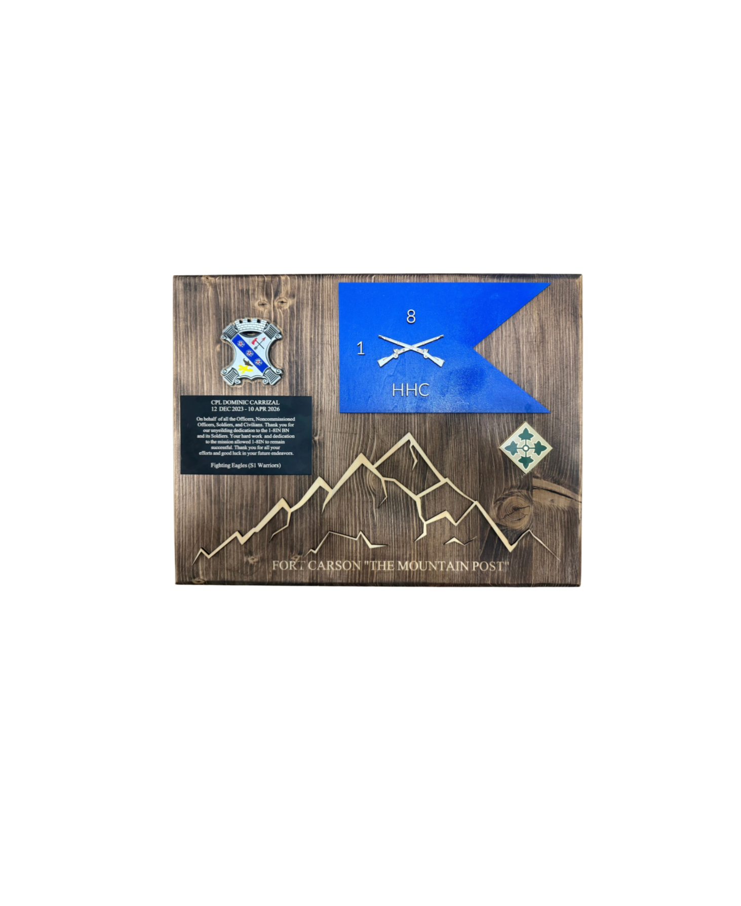 15.5" by 12" Custom 3D Wooden Plaque with Guidon