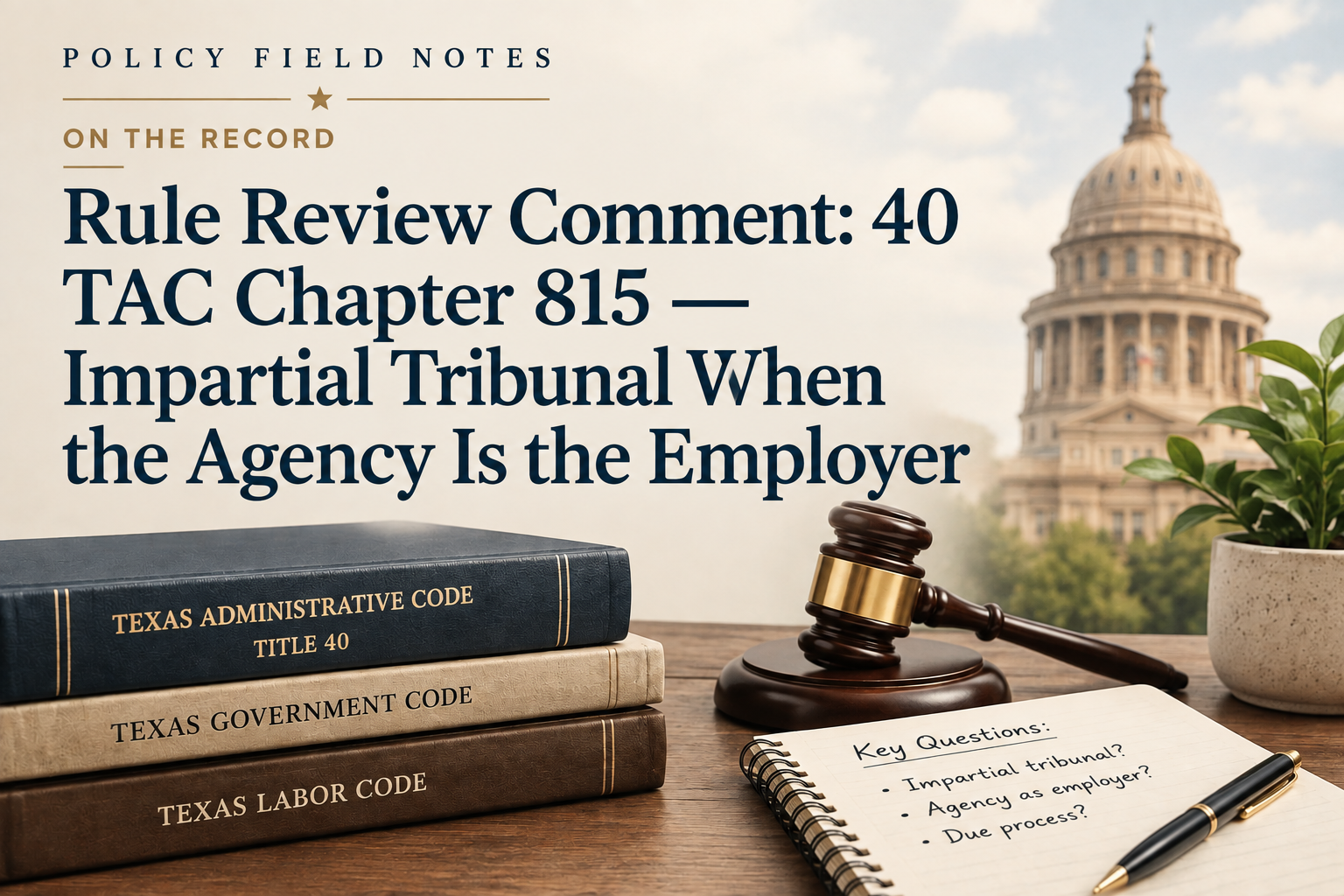 Rule Review Comment: 40 TAC Chapter 815: Impartial Tribunal When the Agency Is the Employer