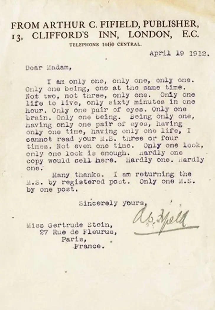Arthur Fifield Parodies Gertrude Stein
