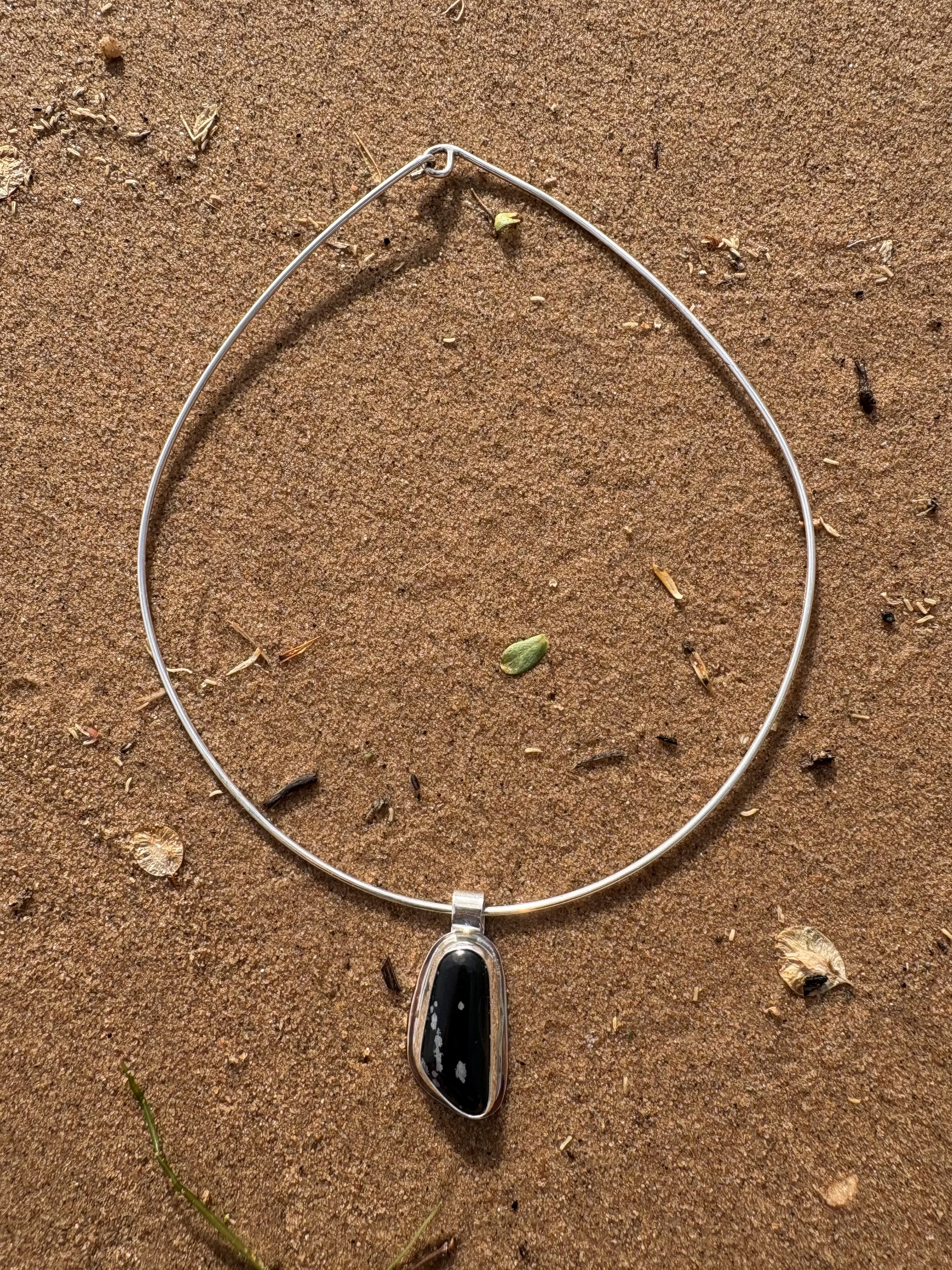 Snowflake Obsidian Collar Necklace