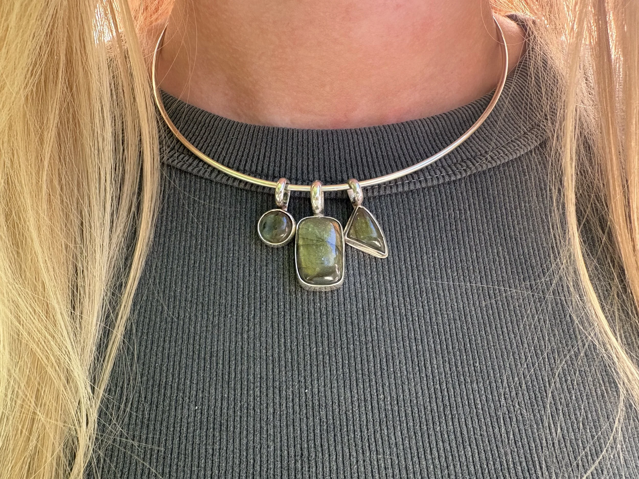 Tripple Labradorite Collar Necklace