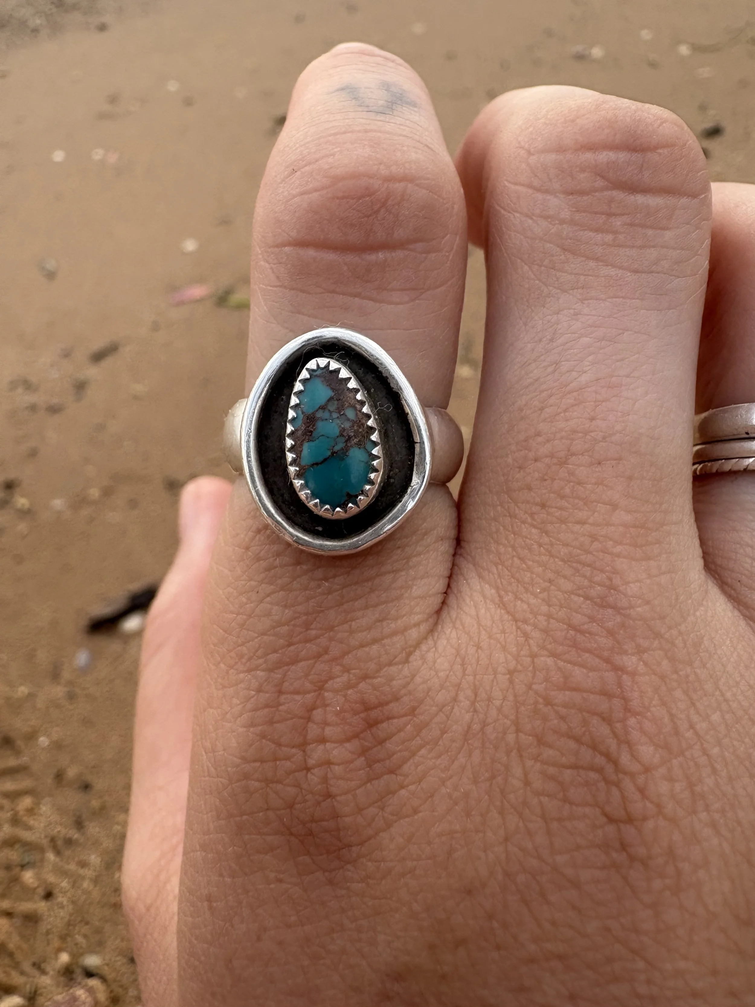 Turquoise Shadowbox Ring Size 6.5