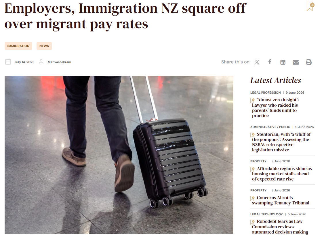 Employers, Immigration NZ square off over migrant pay rates – Senior Associate, Elly Fleming
