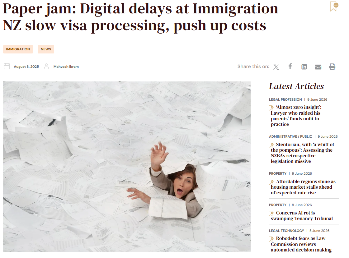 Paper jam: Digital delays at Immigration NZ slow visa processing, push up costs – Senior Associate, Elly Fleming