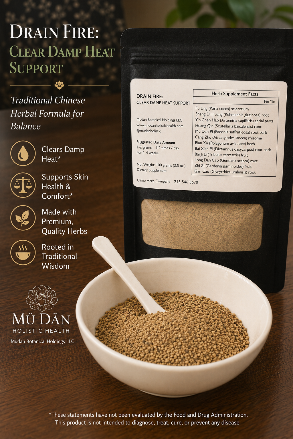 DRAIN FIRE:  Clear Damp Heat Support