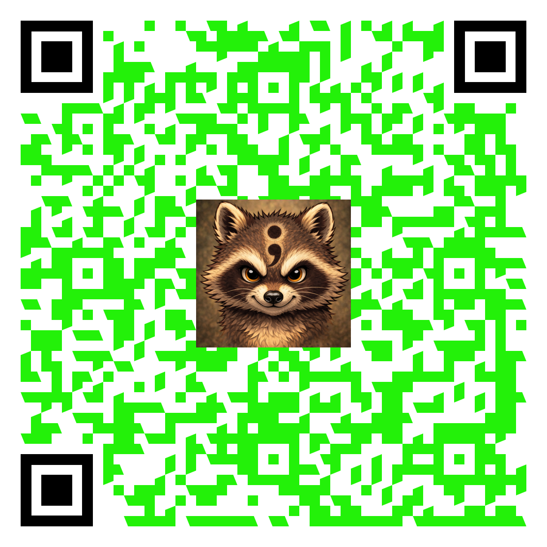 A QR code with a cat illustration in the center