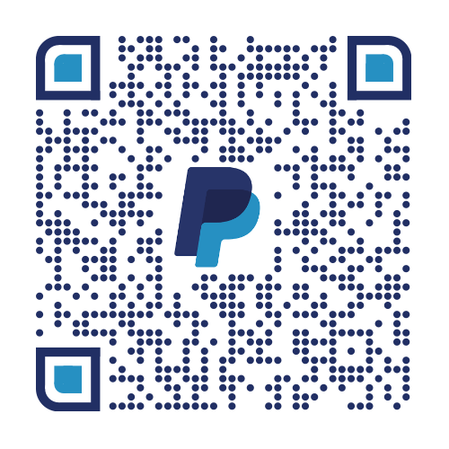 PayPal QR code with the PayPal logo in the center.