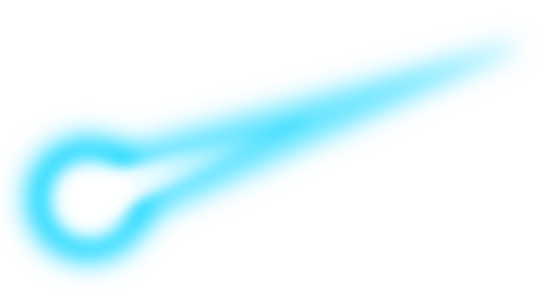 A digital illustration of a glowing blue shooting star.