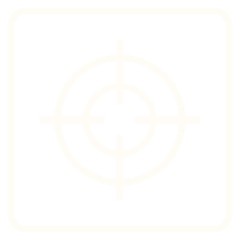 White icon of a target or crosshair symbol in the centre.