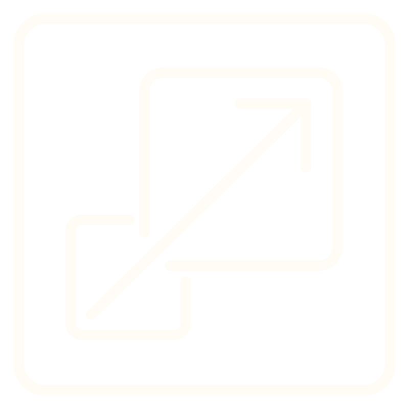 Icon representing resizing or expanding, with two overlapping rectangles and an upward-pointing arrow.