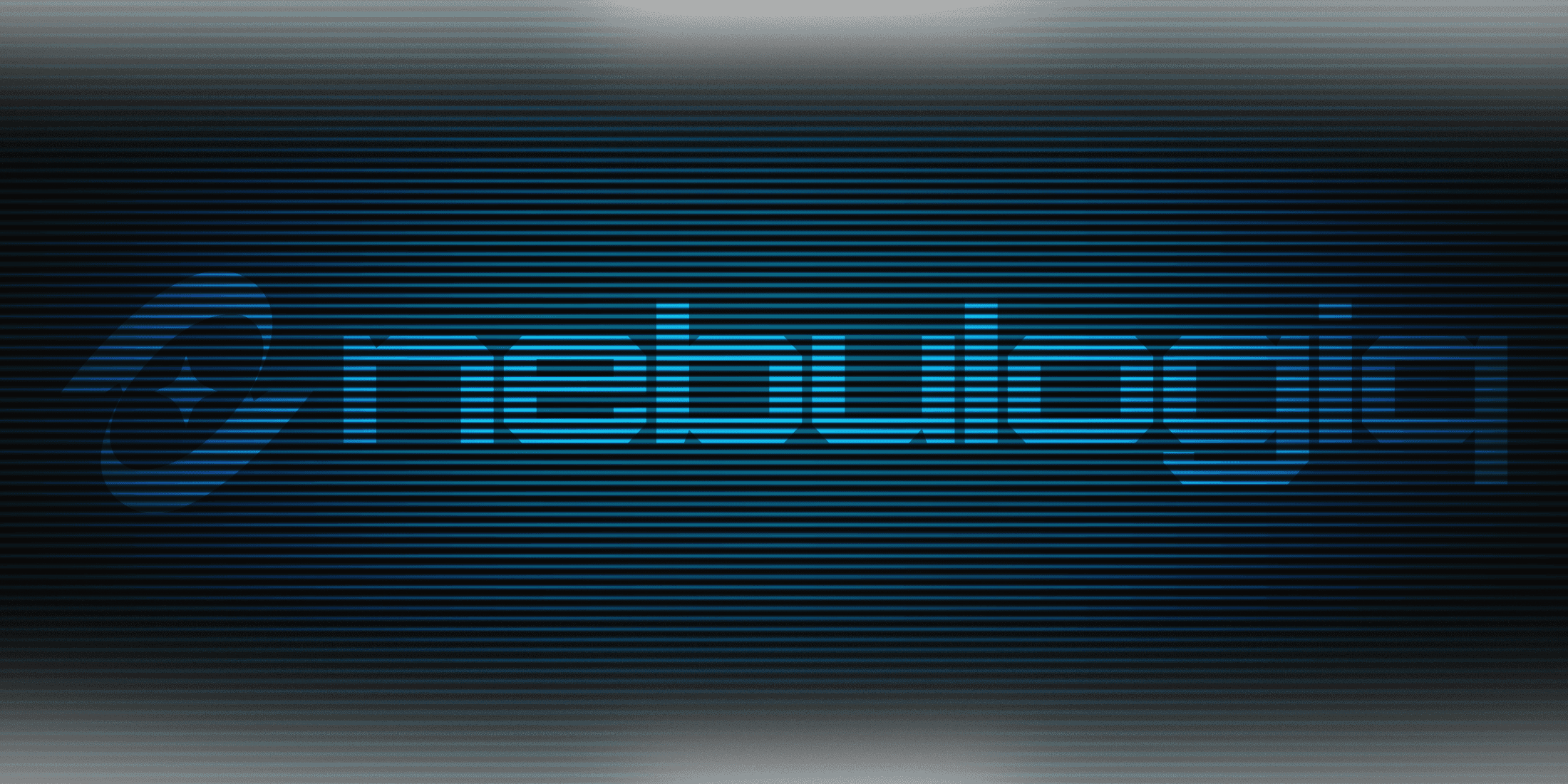 Digital neon sign displaying the Nebulogiq logo in blue against a dark background.
