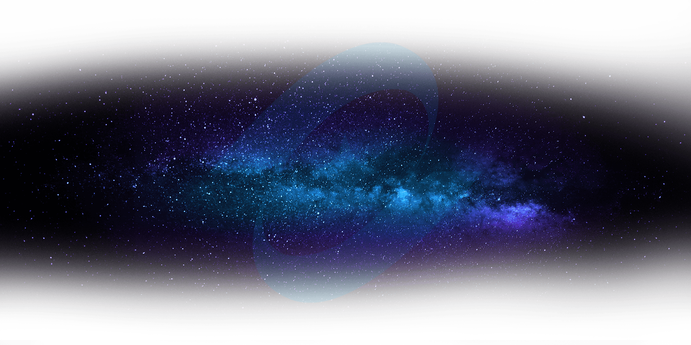 Digital illustration of the galaxy with a cosmic bright core, surrounding stars, and transparent rings around a central point.