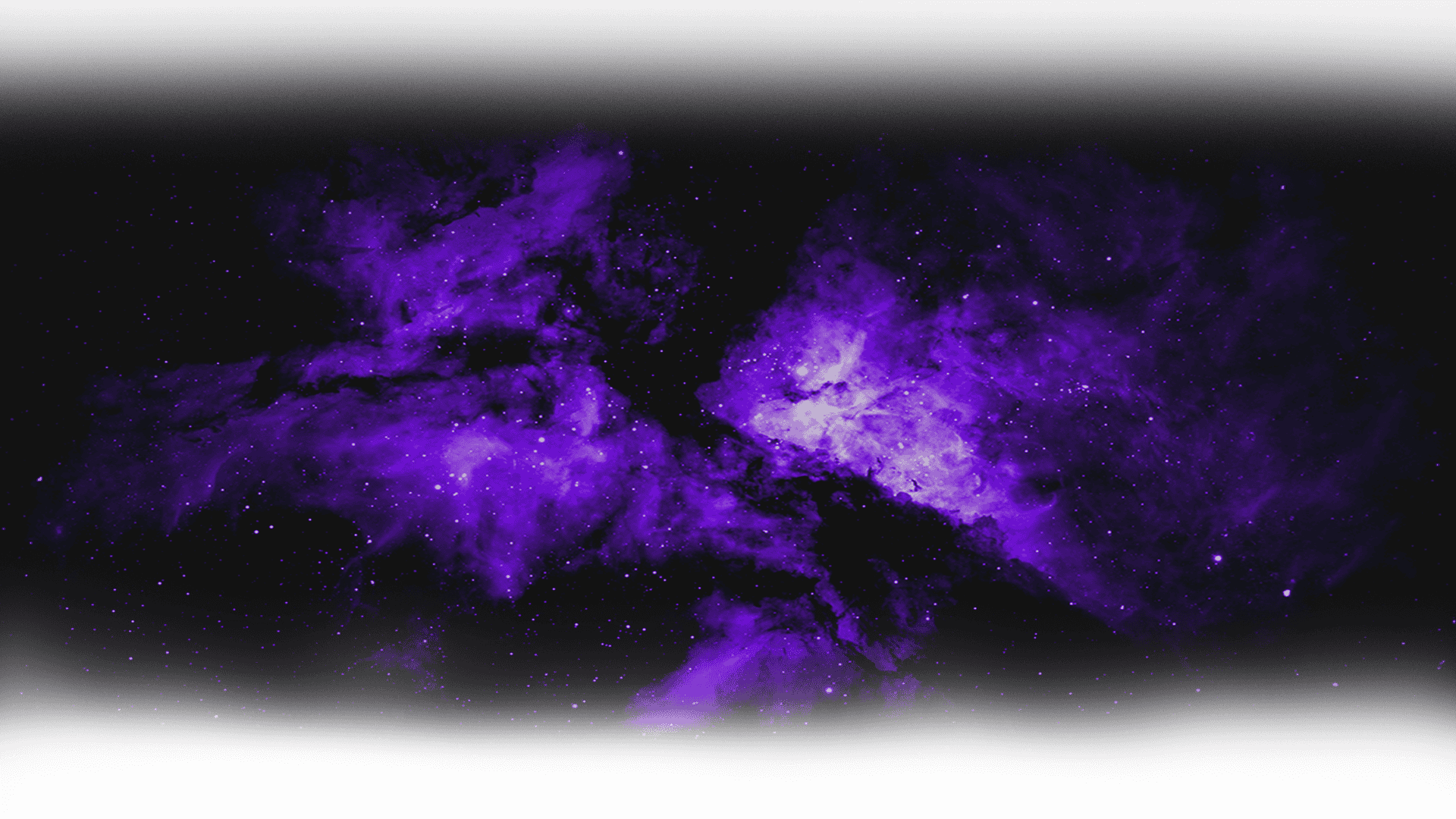 A vibrant purple and black nebula with scattered stars in space.