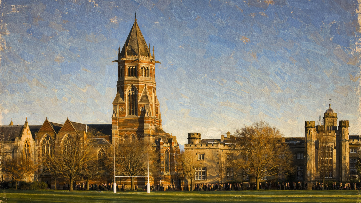 Rugby School’s historic chapel and buildings — the heritage behind Old Rugbeian Lodge No. 3551.
