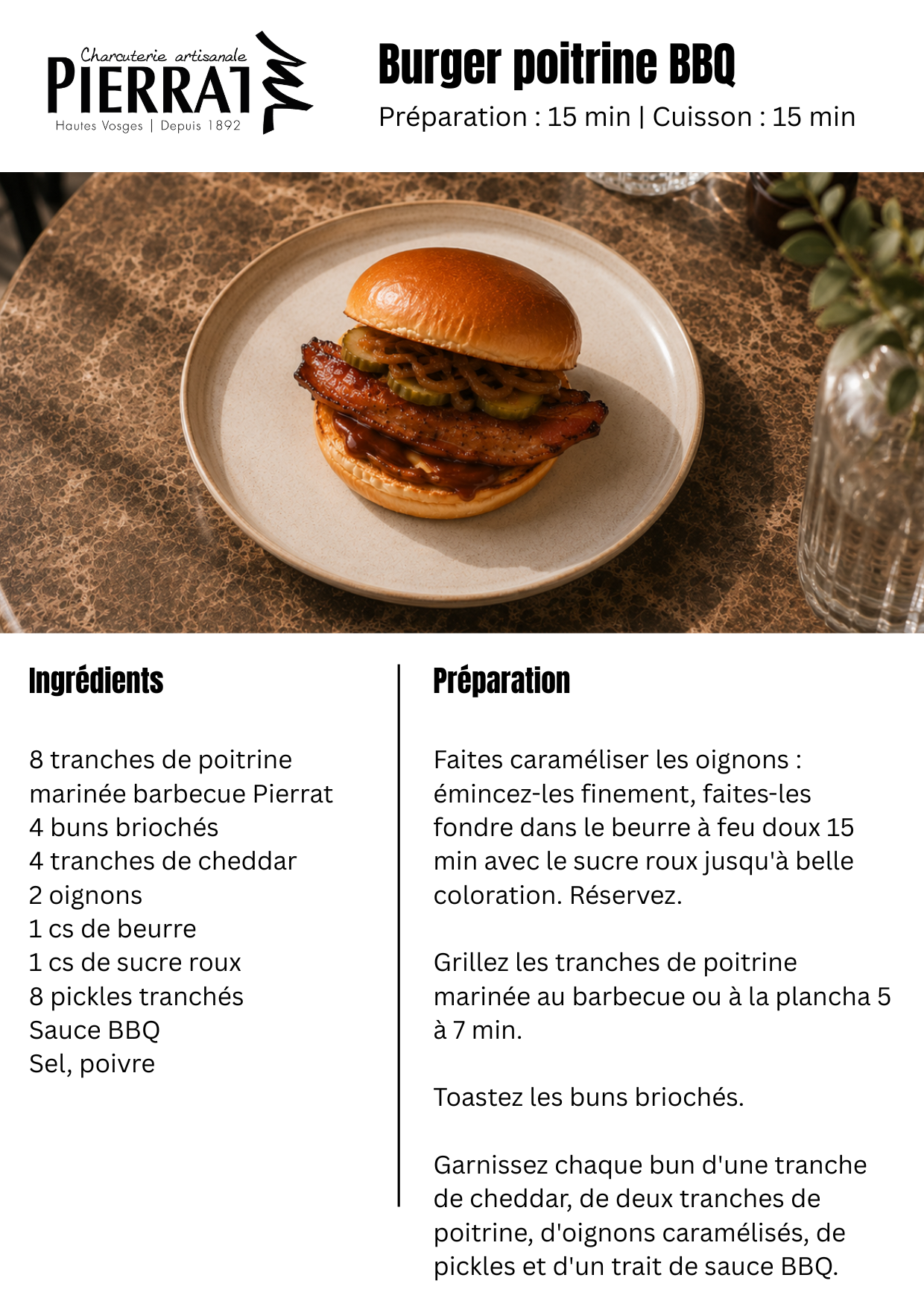 Burger poitrine BBQ