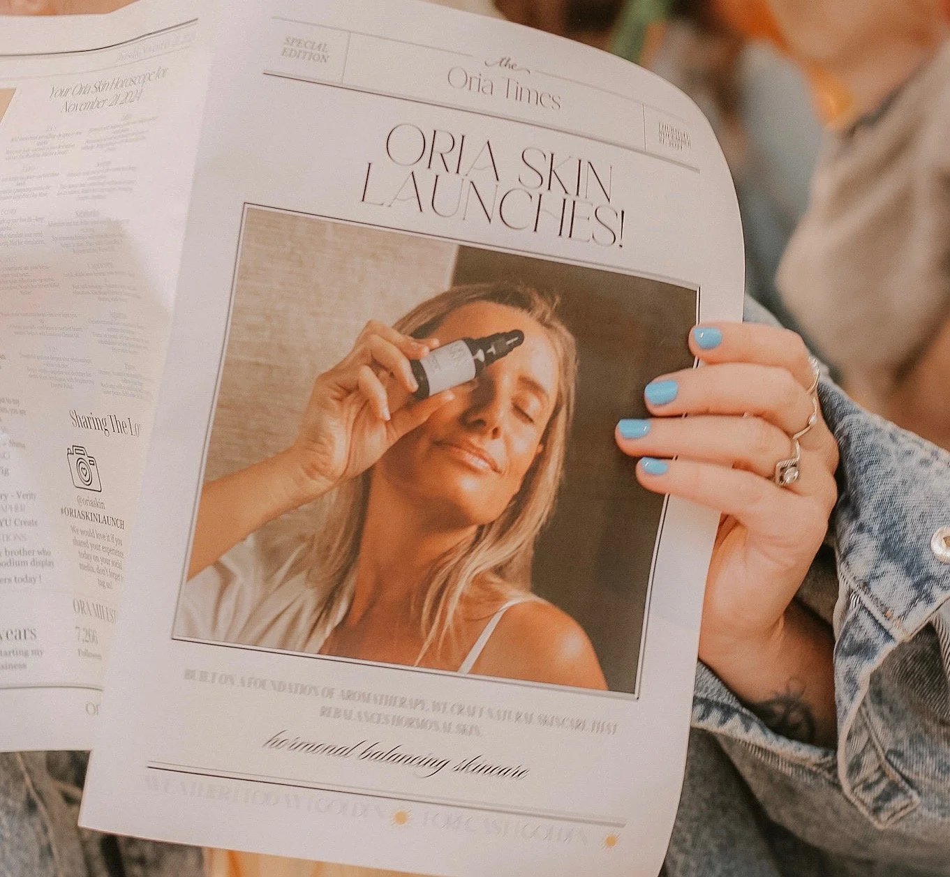 The Oria Times, the launch newspaper created for Oria Skin