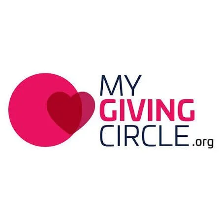 Logo for MY GIVING CIRCLE.org with two overlapping hearts and text.