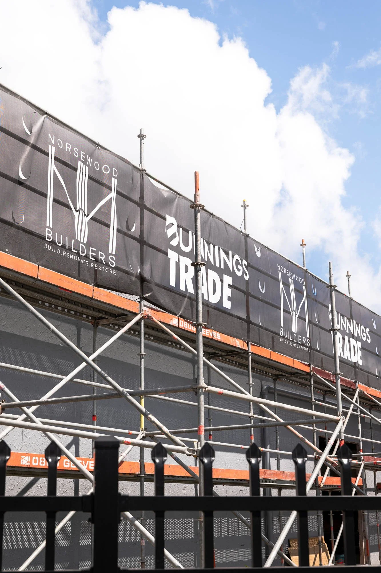 Commercial construction site scaffolding by Norsewood Builders in Hamilton