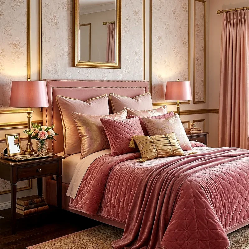 Pink and Gold Bedroom Ideas