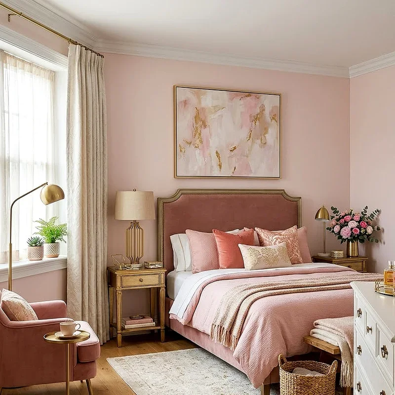 Pink and Gold Bedroom Ideas