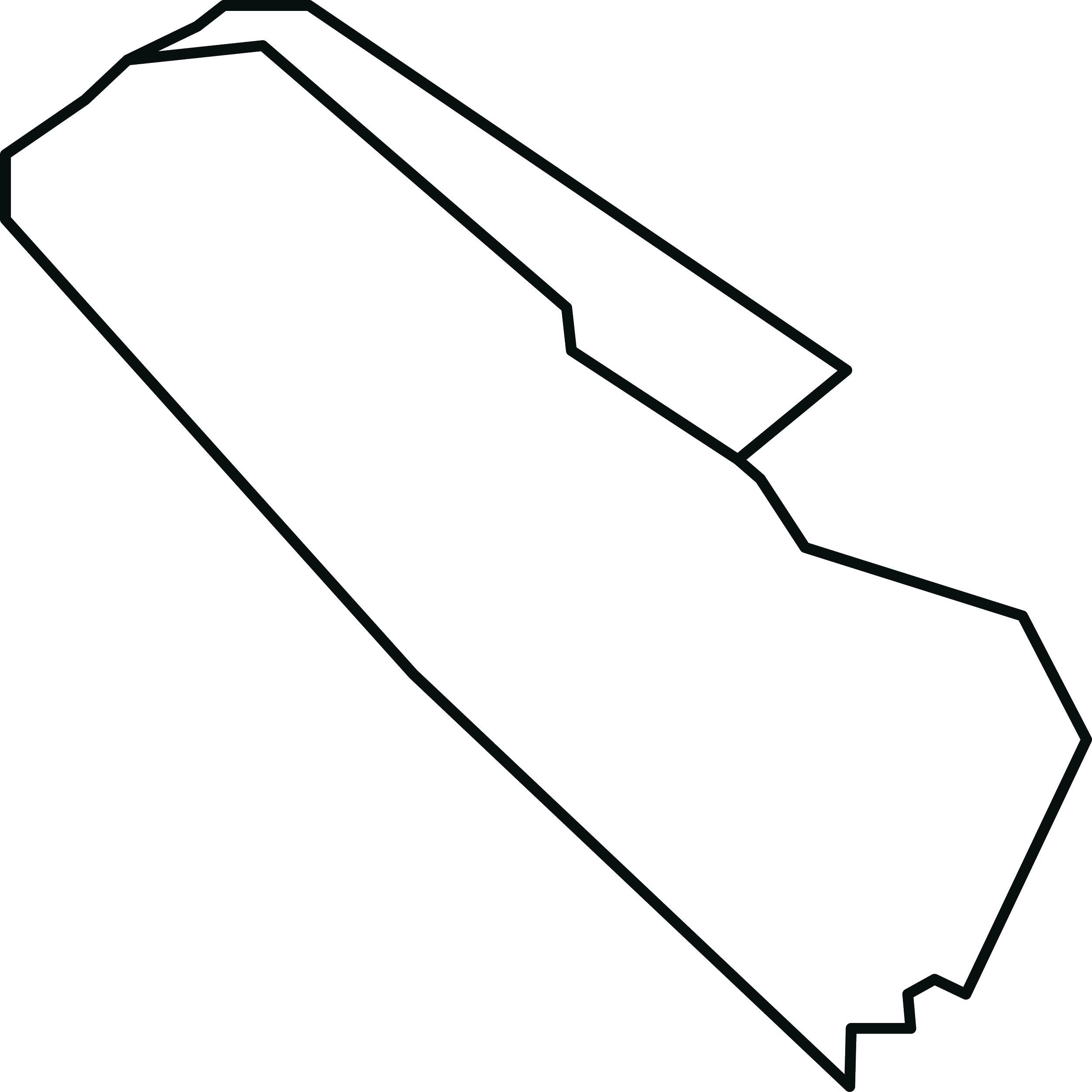 Outline drawing of region with a slightly domed top and decorative edges.