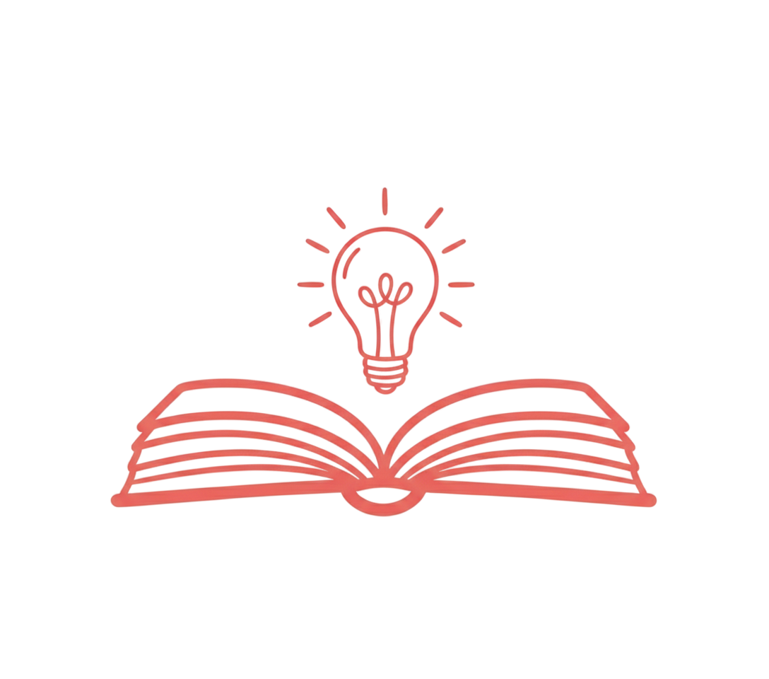 Open book with a lightbulb above it, symbolizing ideas or learning.