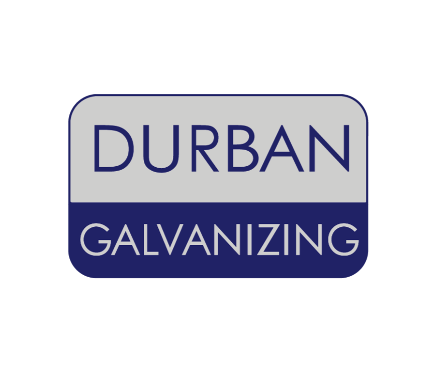 Sign for Durban Galvanizing with blue and gray colors