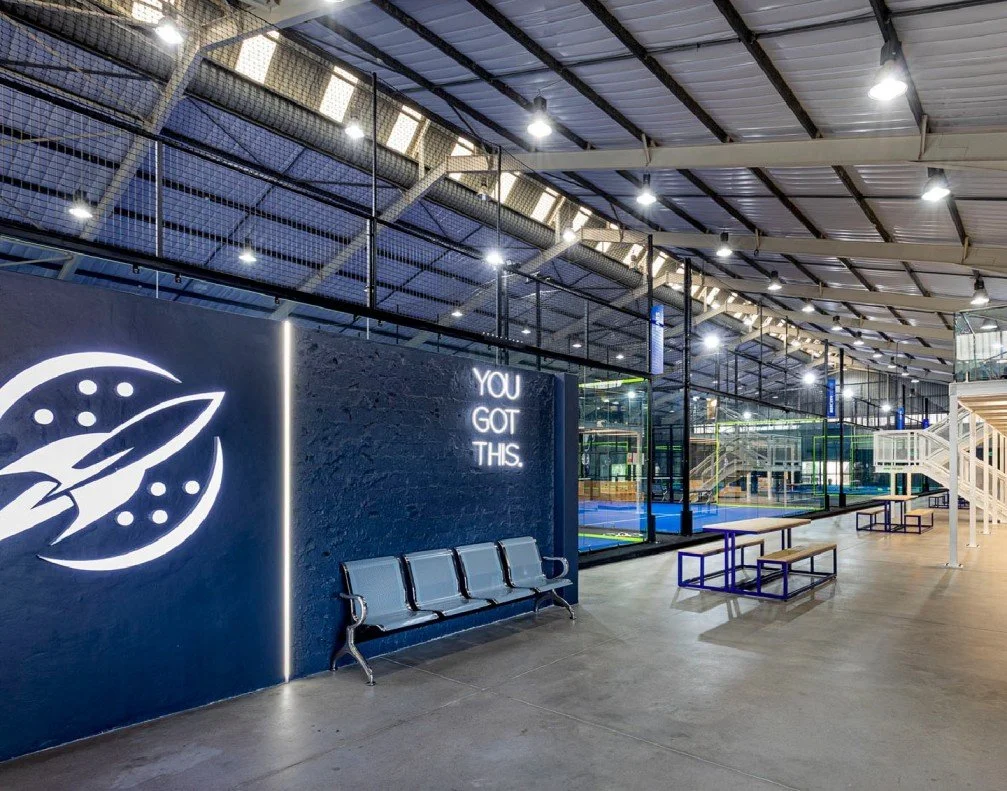 Indoor padel courts at Rockets Padel & Social e built by PadelNation.