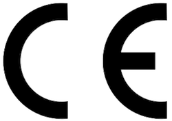 Close-up of two black CE certification marks on a white background.