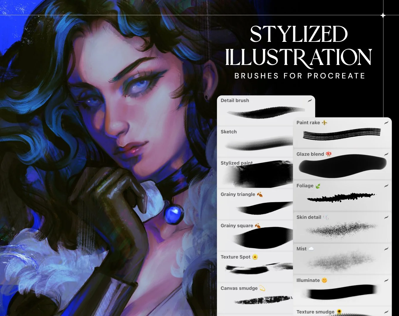 20+ Stylized Illustration Brushes for Procreate