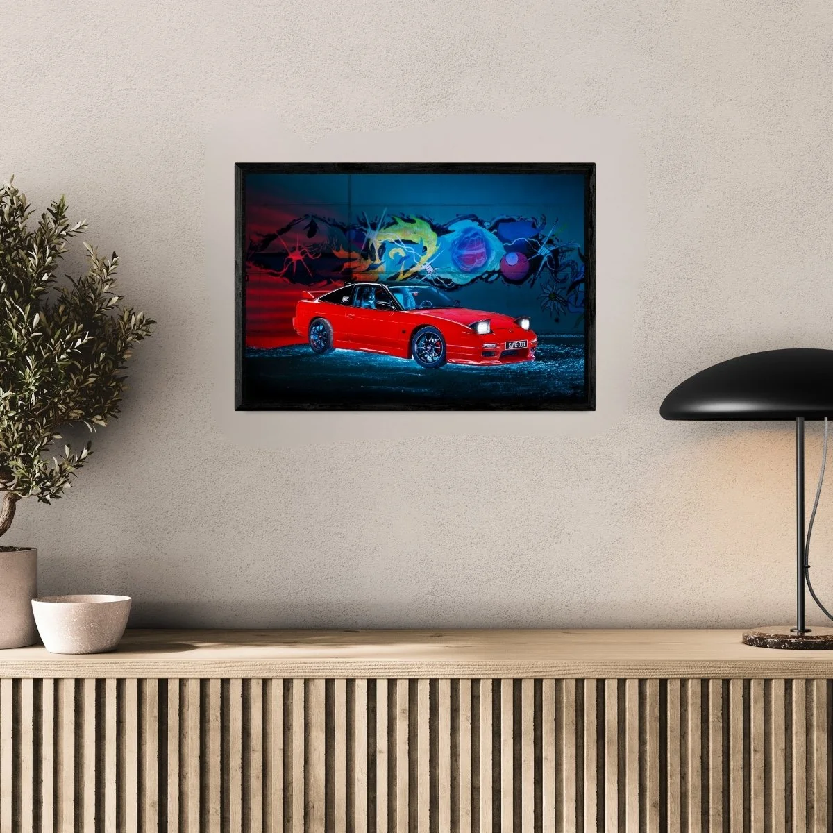 Photographie d’art Nissan Silvia S13 200SX tirage 40x60 cm avec caisse américaine – Night Car Studio