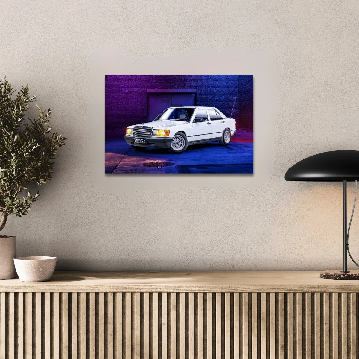 Photographie d’art Mercedes 190E Baby Benz tirage 40x60 cm – Night Car Studio